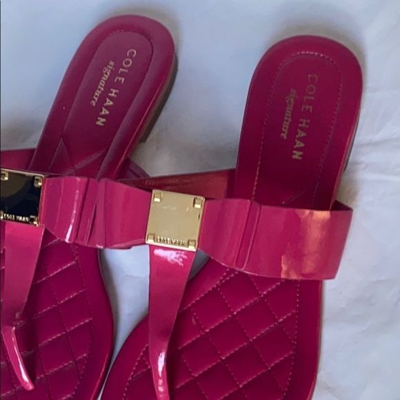 Cole Haan hot pink bow flip flops size 6 EUC - Picture 2 of 7